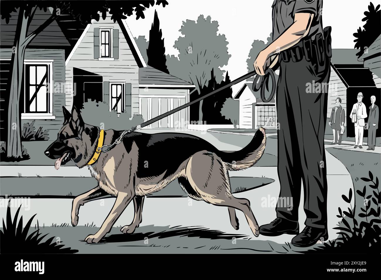 Polizeihund ist bereit für den Dienst. Stock Vektor