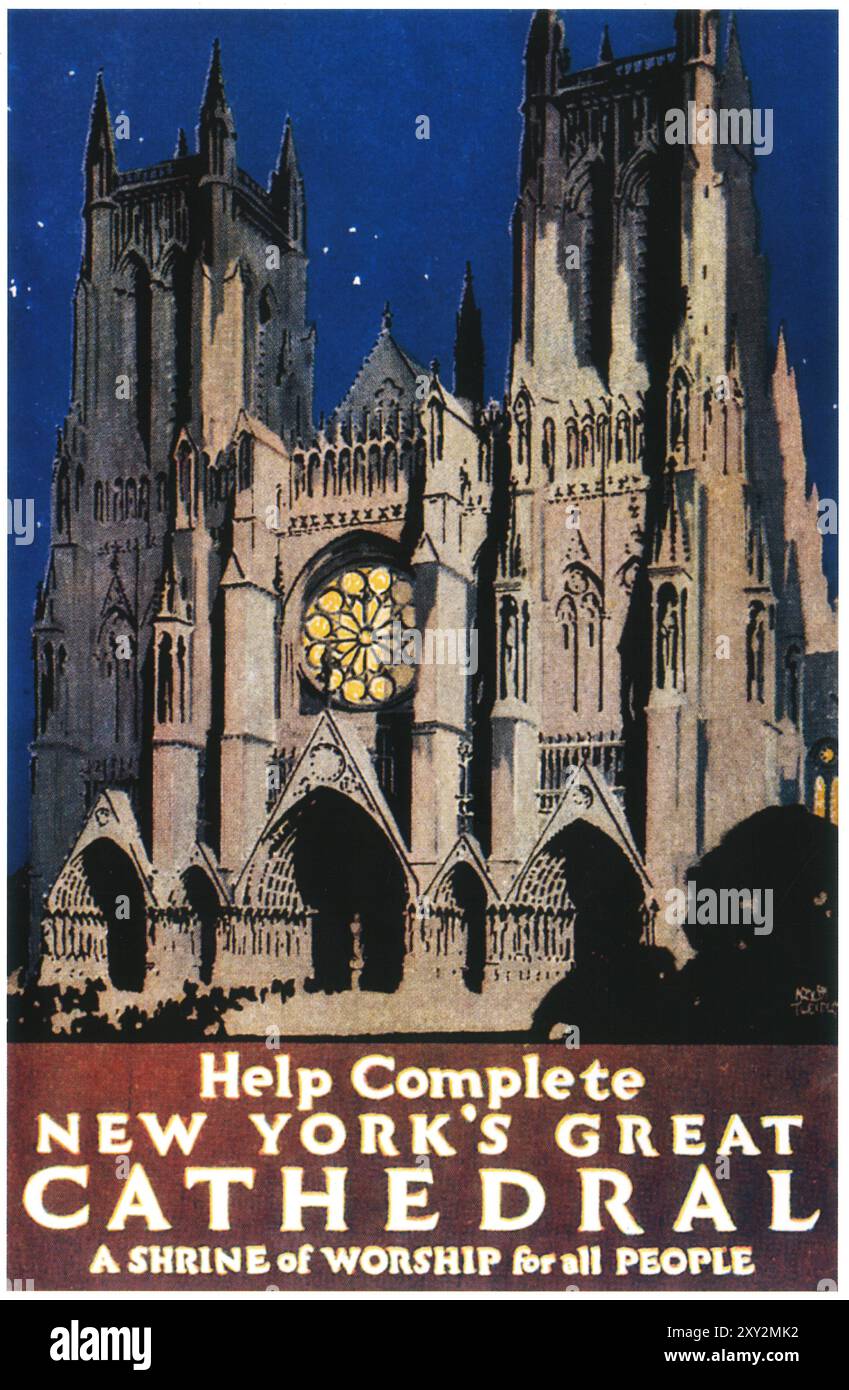 1925 das Poster der Cathedral Church of St. John the Divine New York NYC Stockfoto