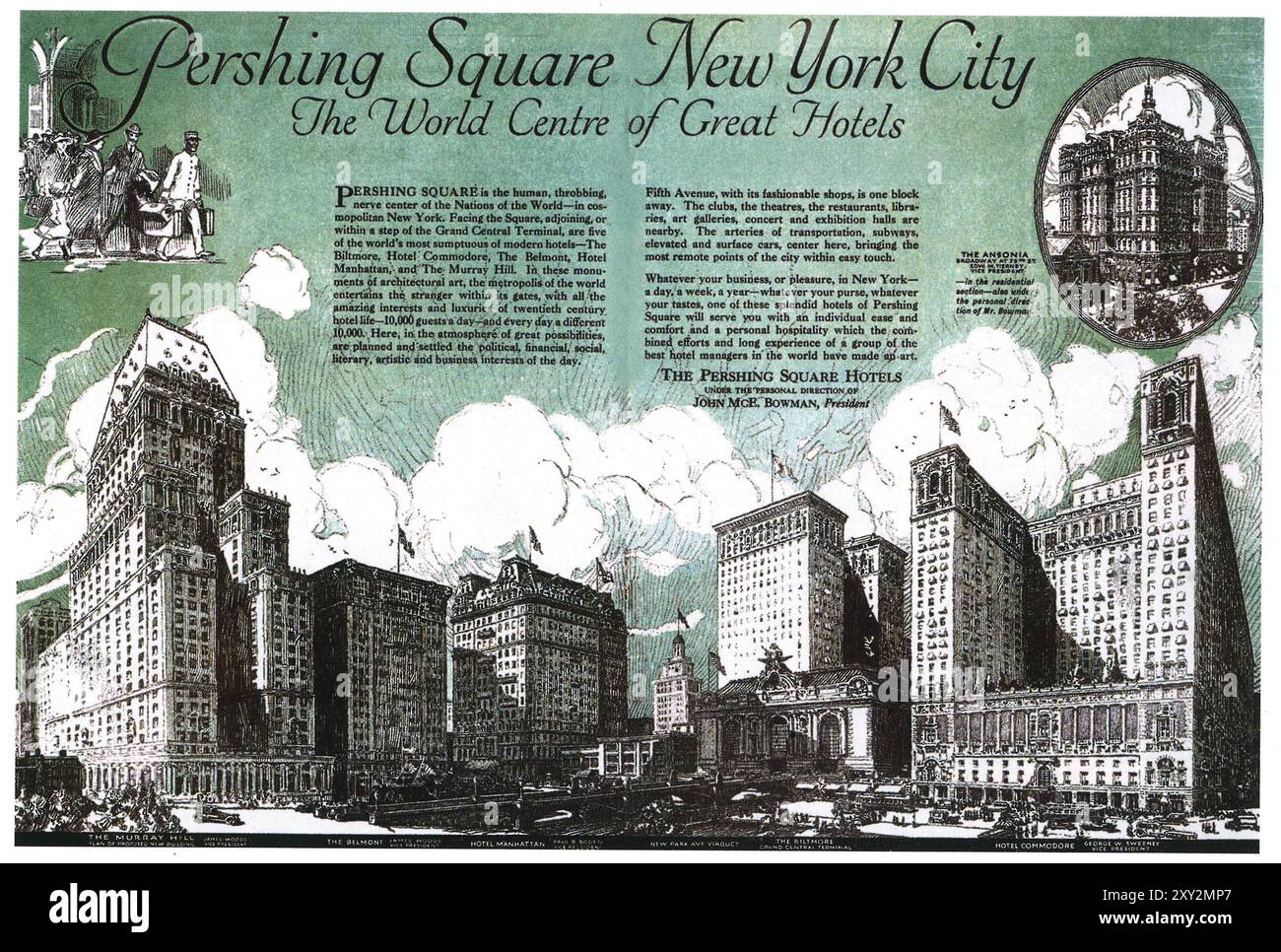 1920 Pershing Square Hotels New York Ad Stockfoto