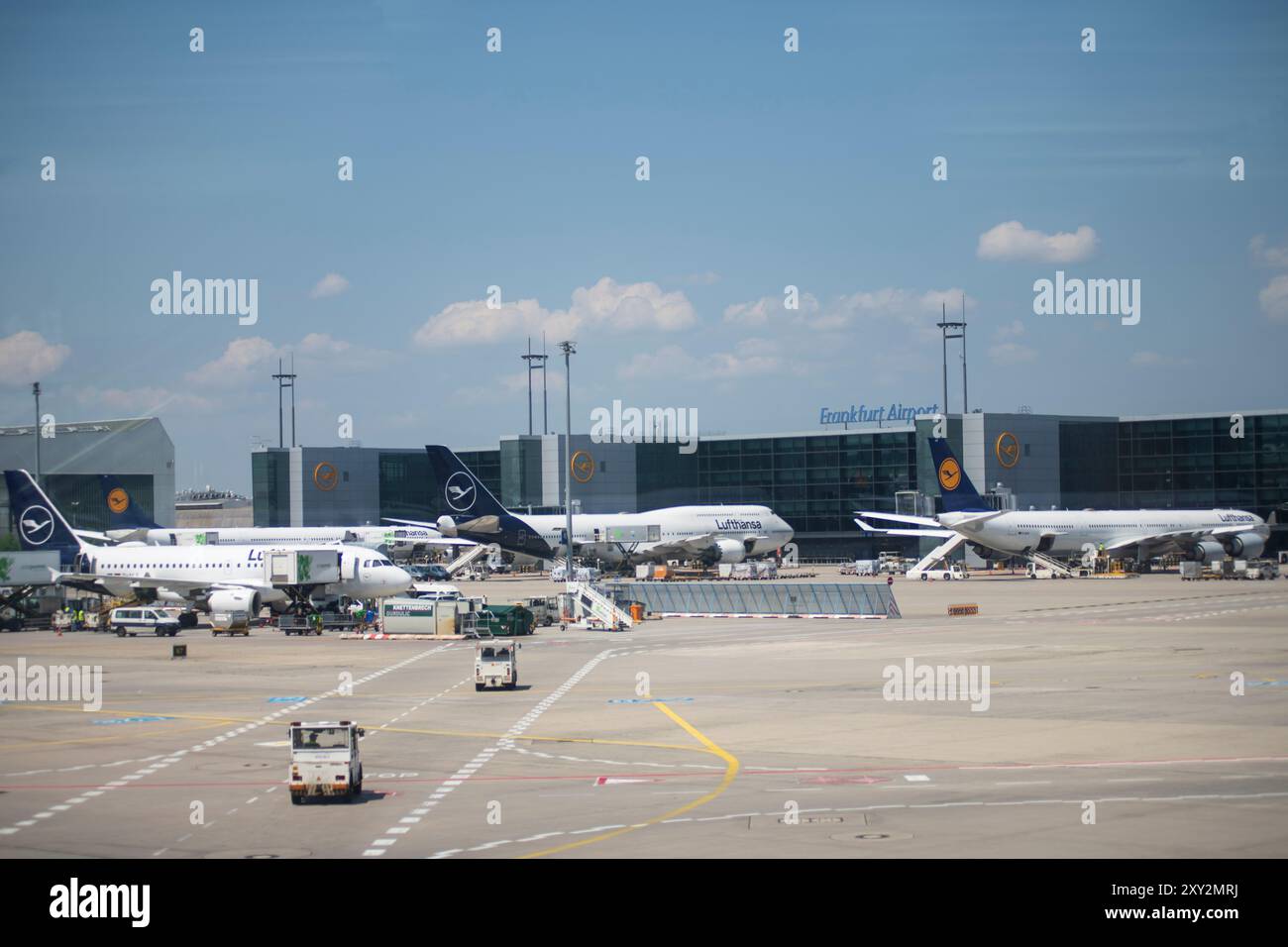 Lufthansa Flugzeuge am Flughafen Frankfurt Stockfoto