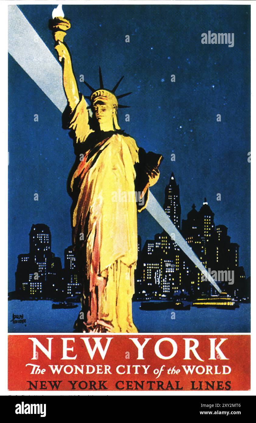 1926 New York Central Lines Ad - Freiheitsstatue New York Harbor Stockfoto