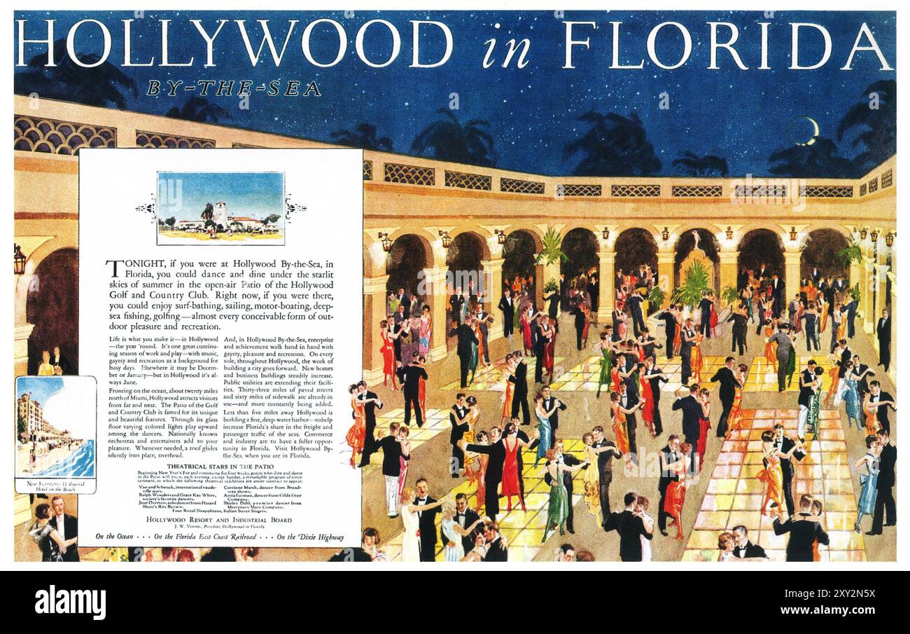 1925 Hollywood by the Sea Hotel Florida Poster Stockfoto