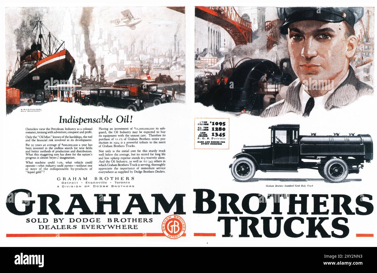 1924 Graham Brothers Trucks Werbespot – „in der Sprache des Käufers“ Stockfoto