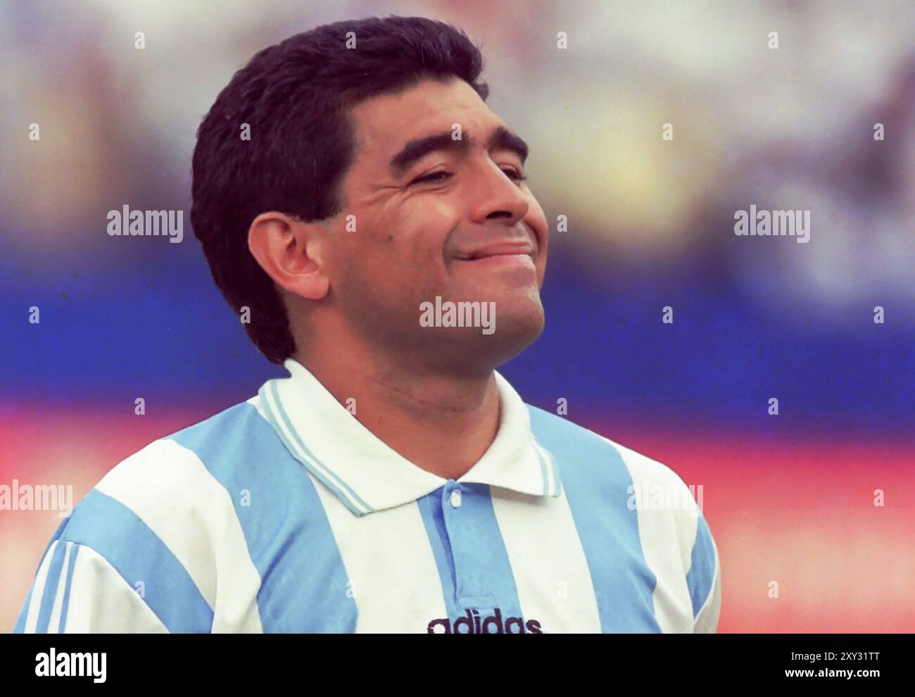 Diego Maradona spielte für Argentinien bei der Weltmeisterschaft 1994 gegen Nigeria Stockfoto