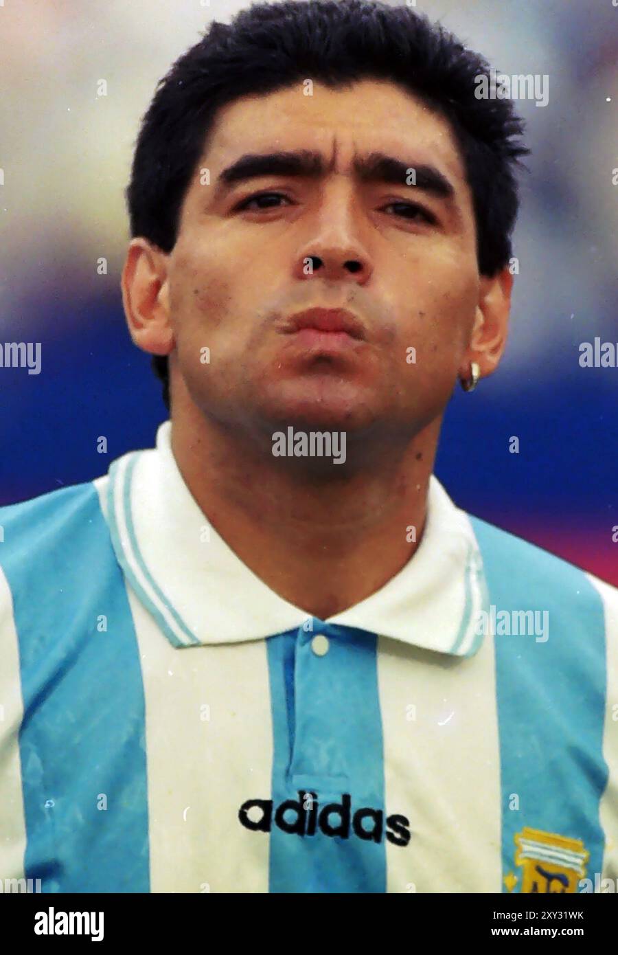 Diego Maradona spielte für Argentinien bei der Weltmeisterschaft 1994 gegen Nigeria Stockfoto