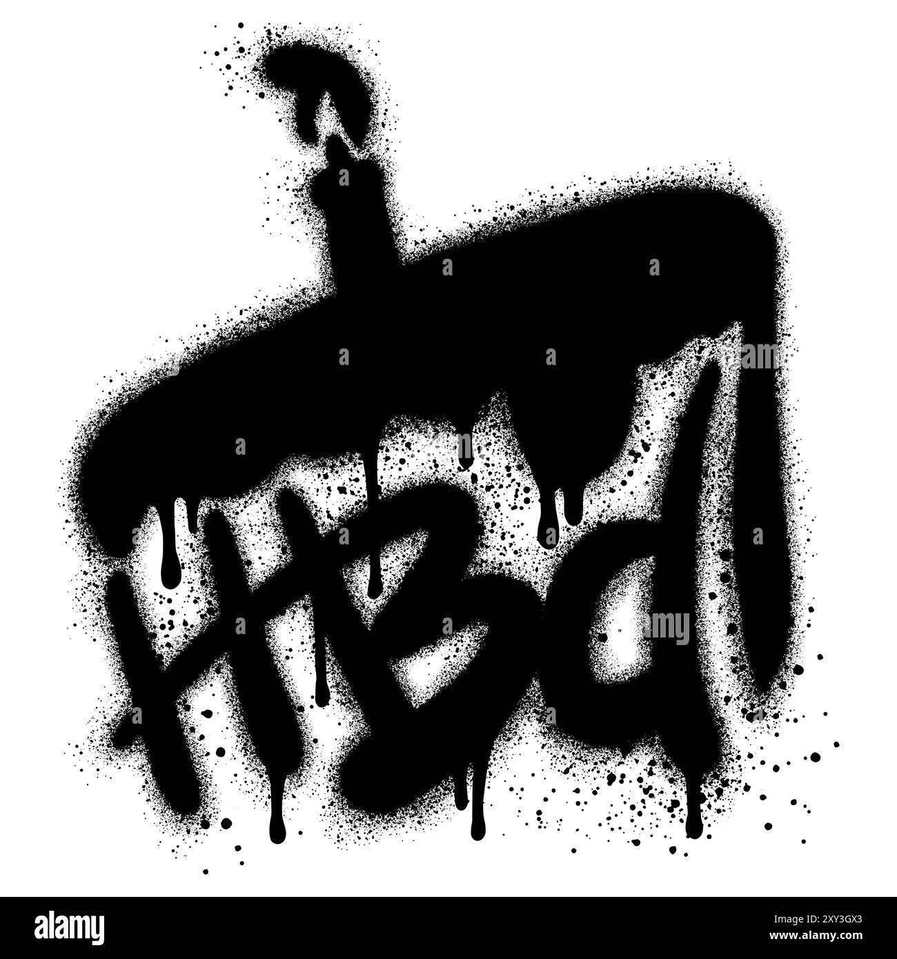 Geburtstagskuchen-Graffiti mit schwarzer Sprühfarbe. Vektorabbildung. Stock Vektor