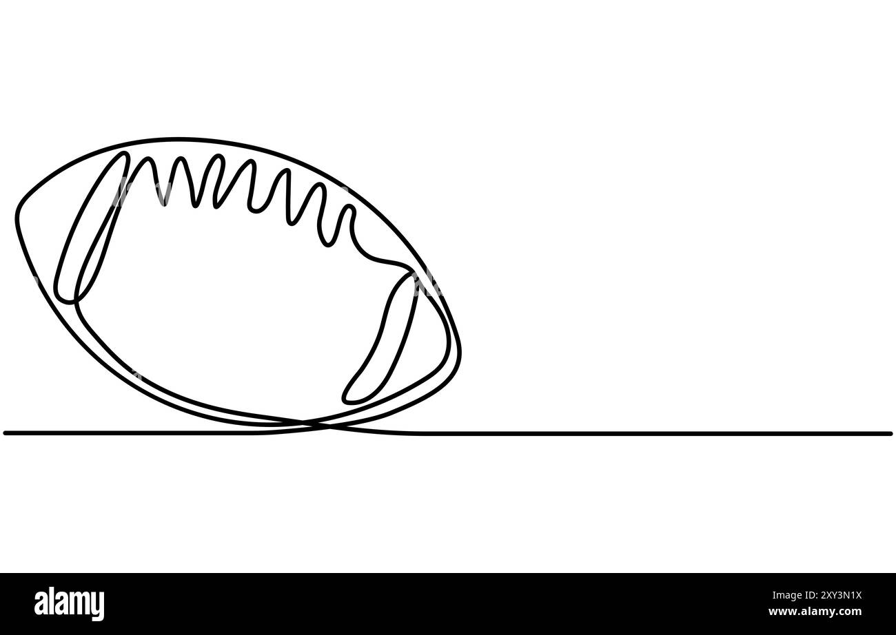 American Football eine Linie, eine durchgehende Linie, die American Football Ball zeichnet. Sportballkonzept, American Football Ball Stock Vektor