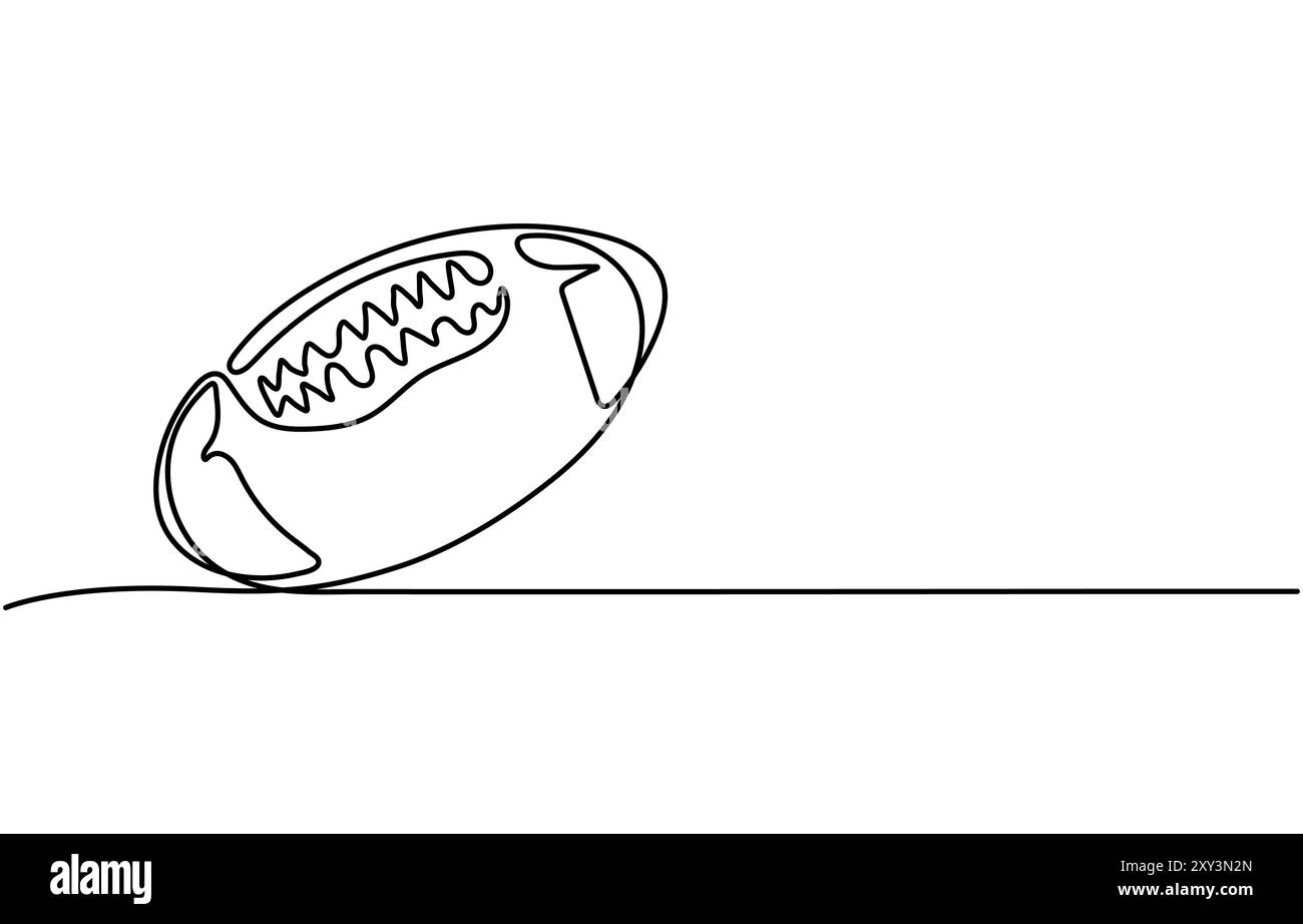 American Football eine Linie, eine durchgehende Linie, die American Football Ball zeichnet. Sportballkonzept, American Football Ball Stock Vektor