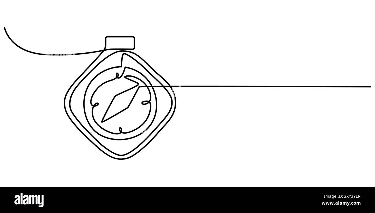 Eine durchgehende einzelne Kompasszeile für die Navigation isoliert auf weißem Hintergrund, Reisekompass mit unterschiedlichem Design. Zeichnung mit einer einzelnen Linie Stock Vektor