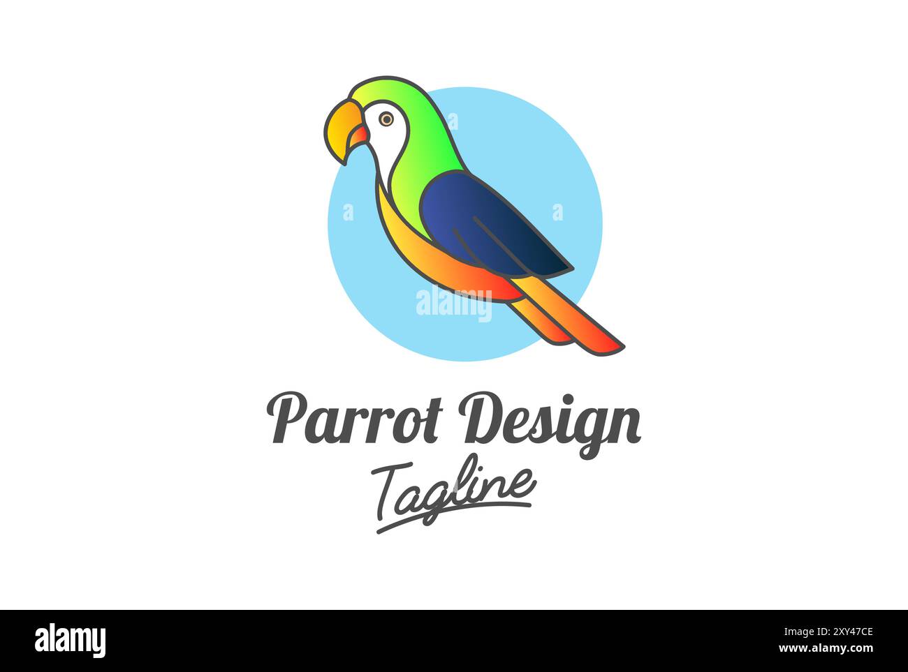 Farbenfrohe Papageienvogel Maskottchen Zeichentrick-Logo-Design Stock Vektor
