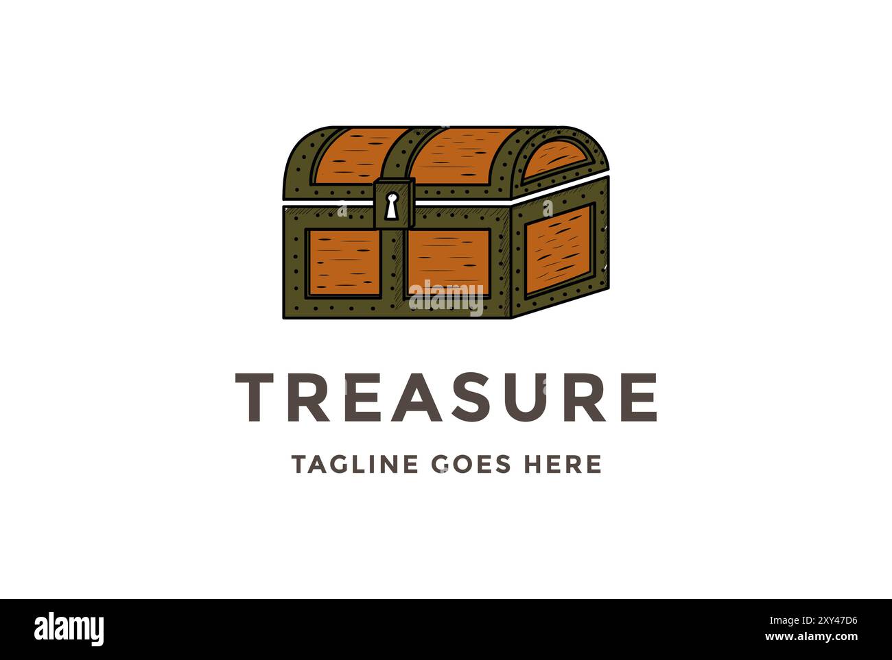 Vintage Retro Pirate Schatztruhe Box Logo Design Vektor Stock Vektor