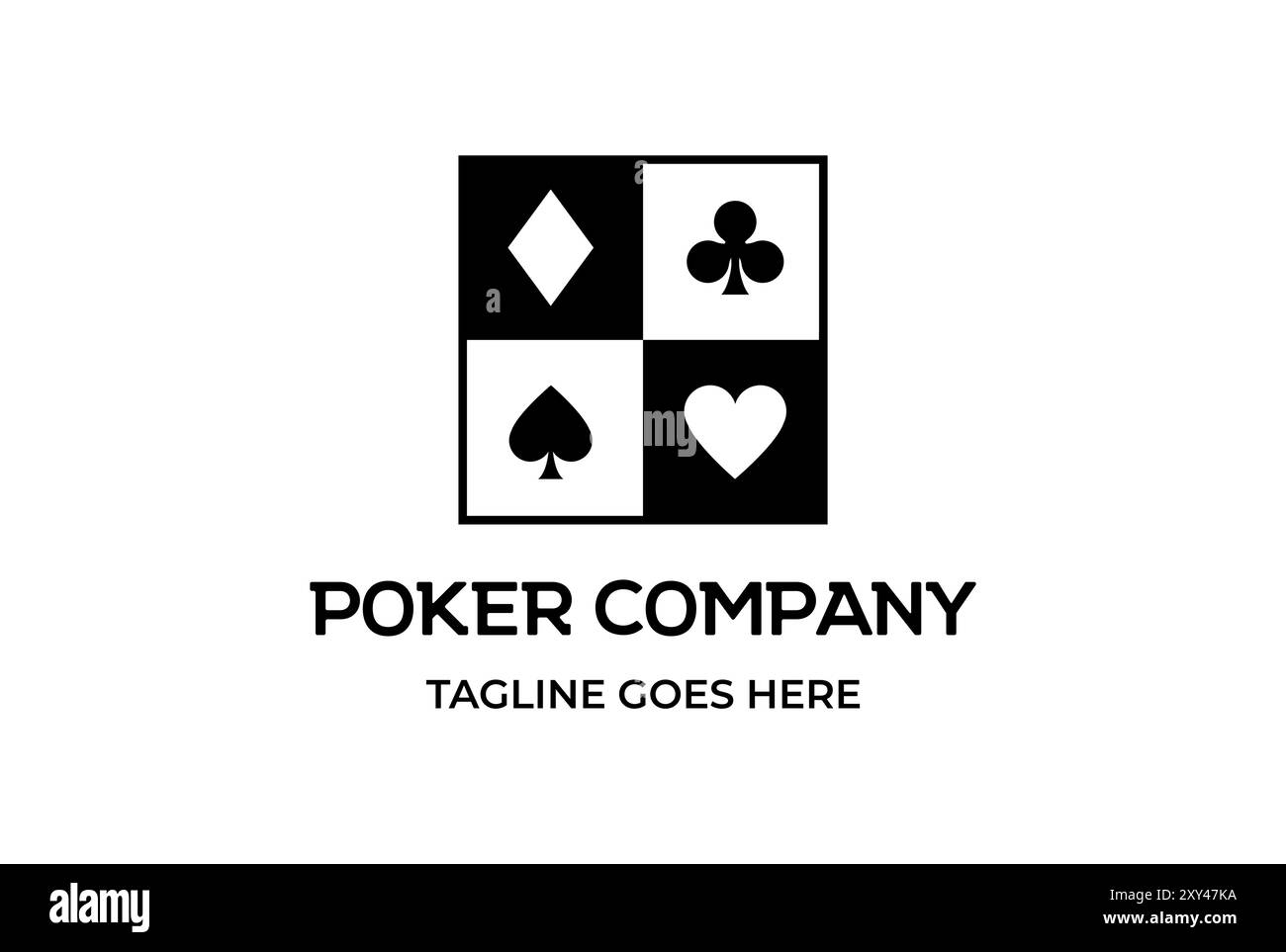 Black Square Poker Karte für Casino Gambling Sport Club Logo Design Vektor Stock Vektor