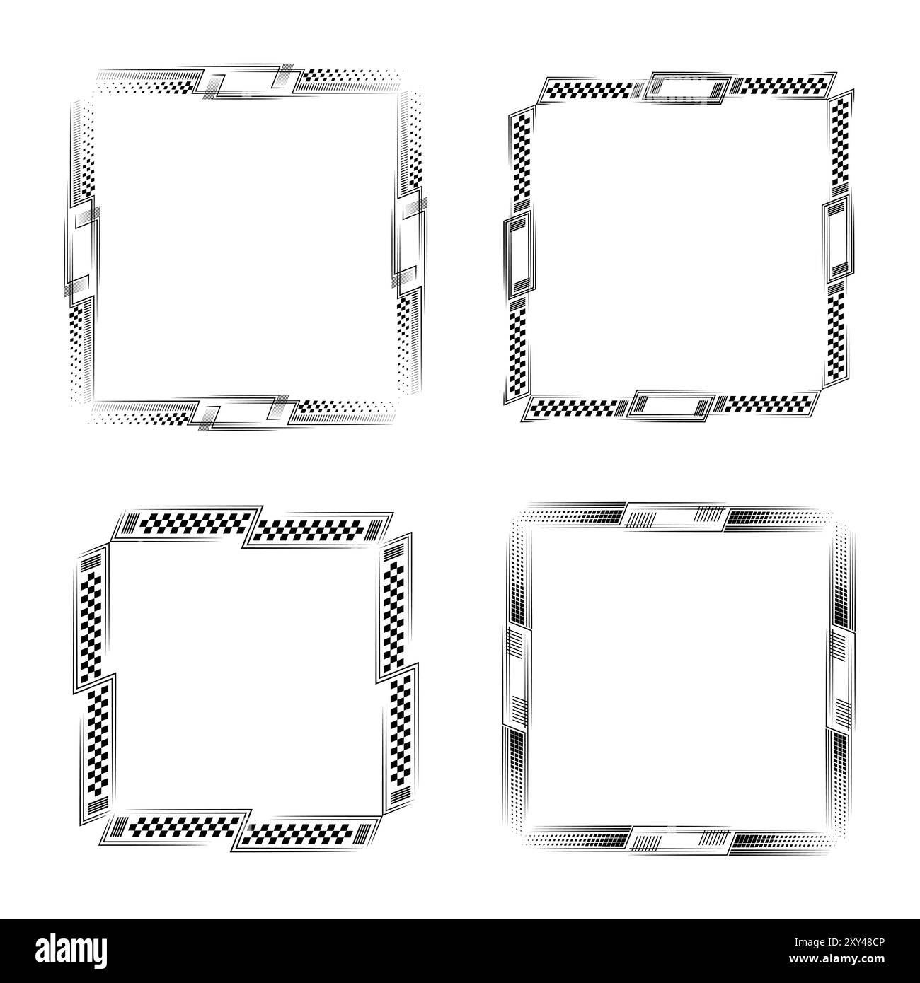 Weiße und schwarze Rahmen für Rennsport Stock Vektor