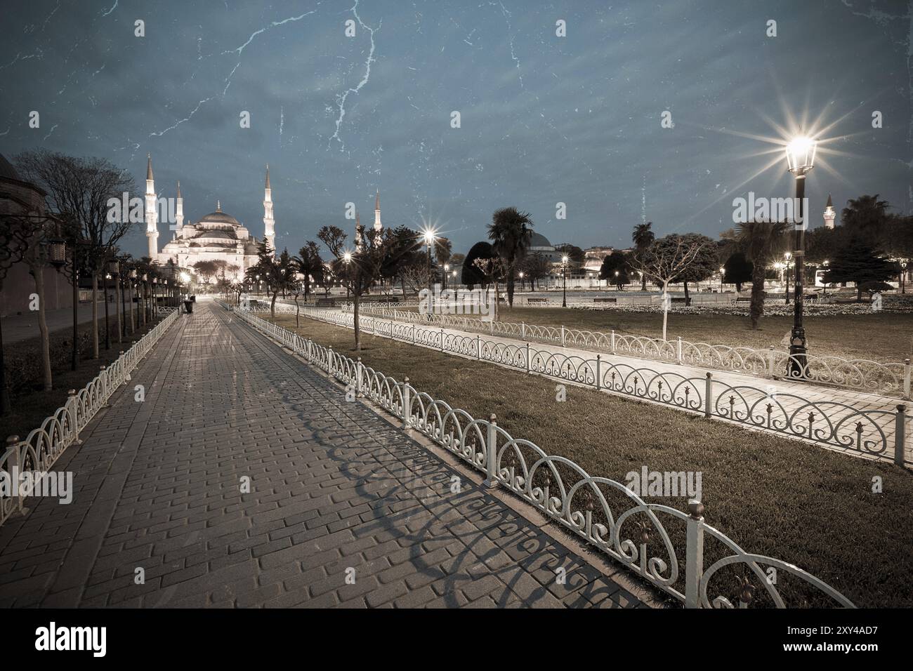 Vintage-Foto der Blauen Sultanahmet Moschee, Istanbul, Türkei, Asien Stockfoto