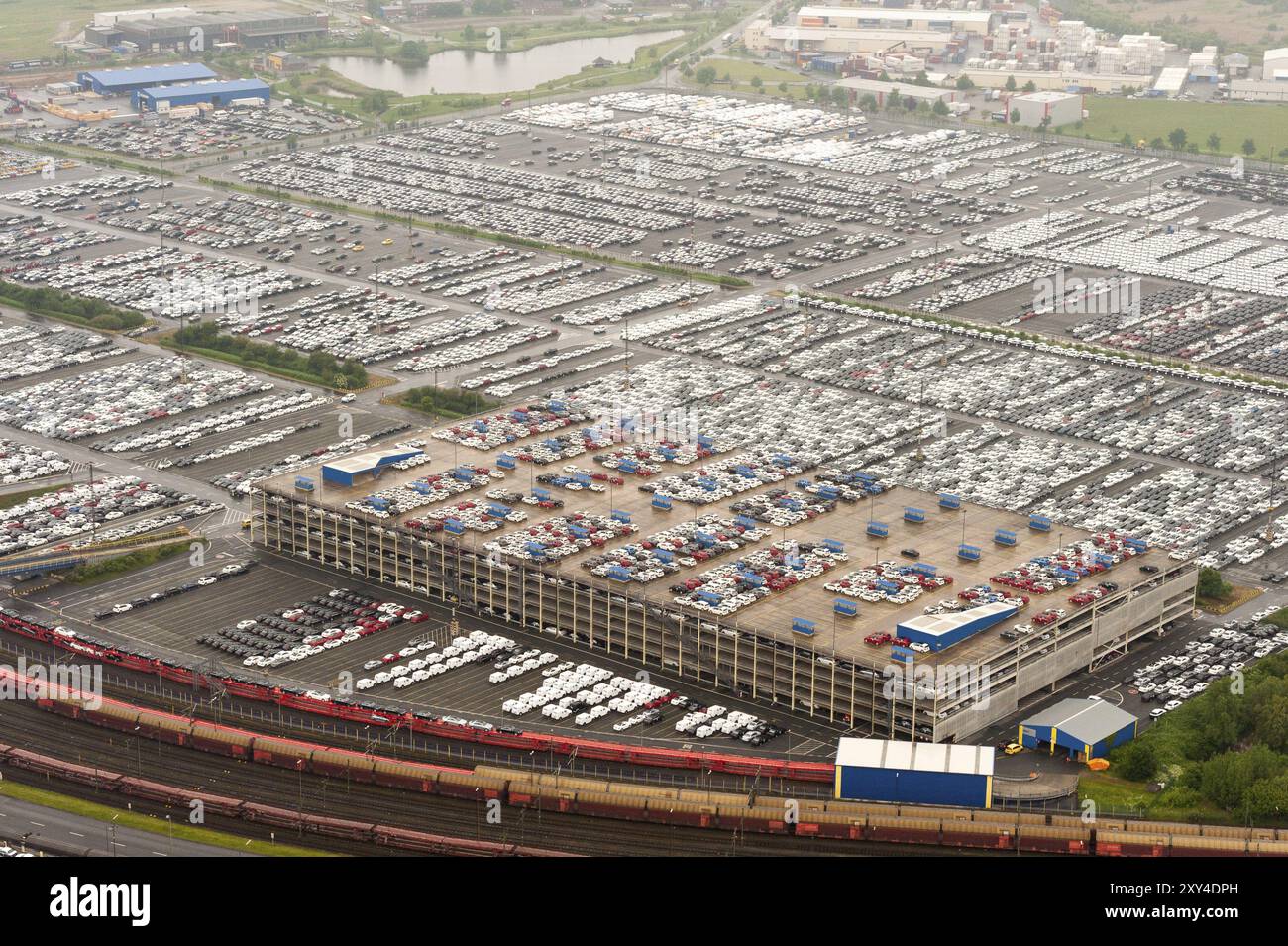 Luftfoto-Autoterminal Bremerhaven. Air Photo Terminal Bremerhaven Stockfoto