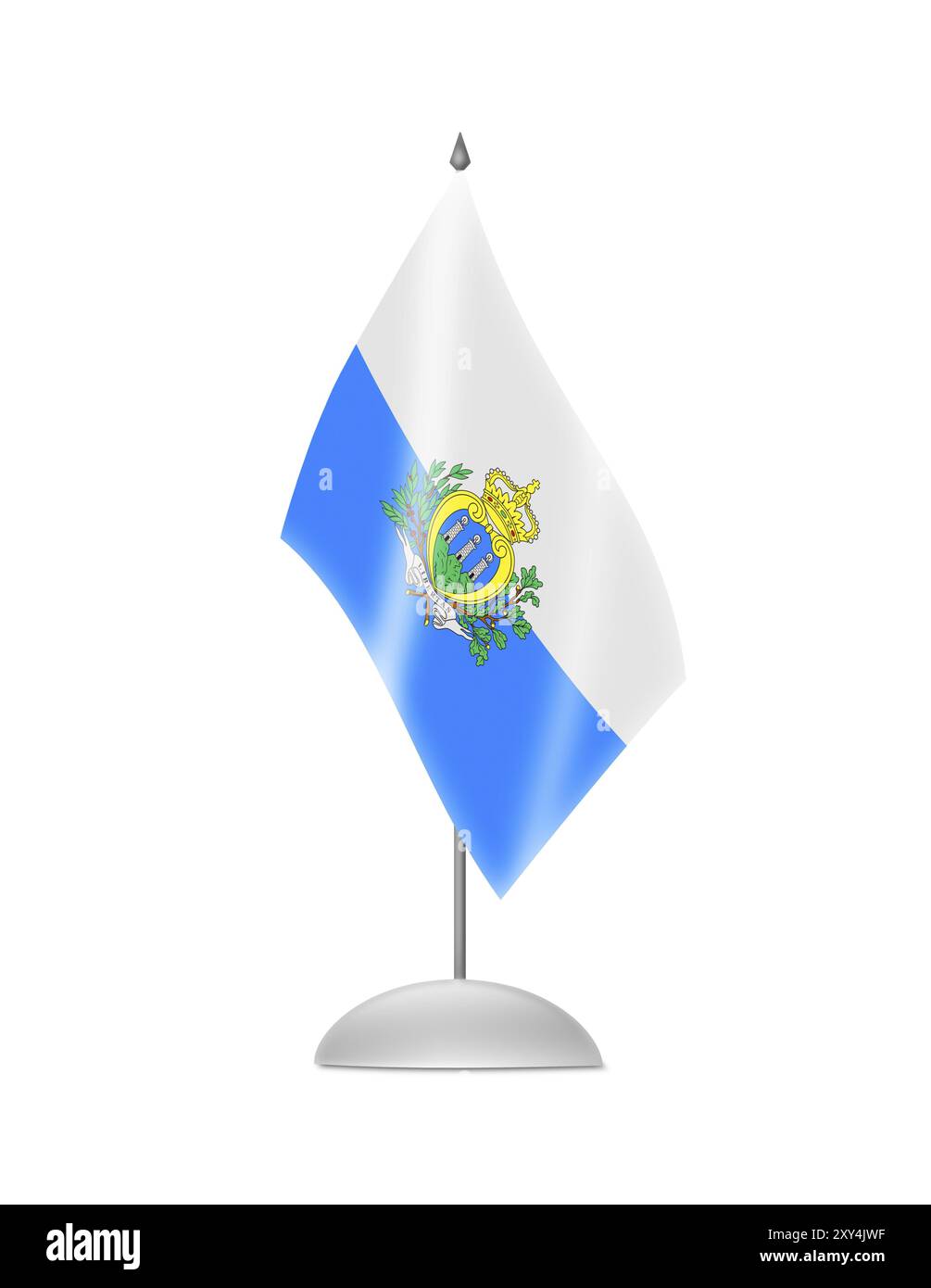 Die Flagge von San Marino. Tabellenkennzeichen. Isoliert auf weiß Stockfoto Die Flagge von San Marino. Tabellenkennzeichen. Isoliert auf weiß Stockfoto