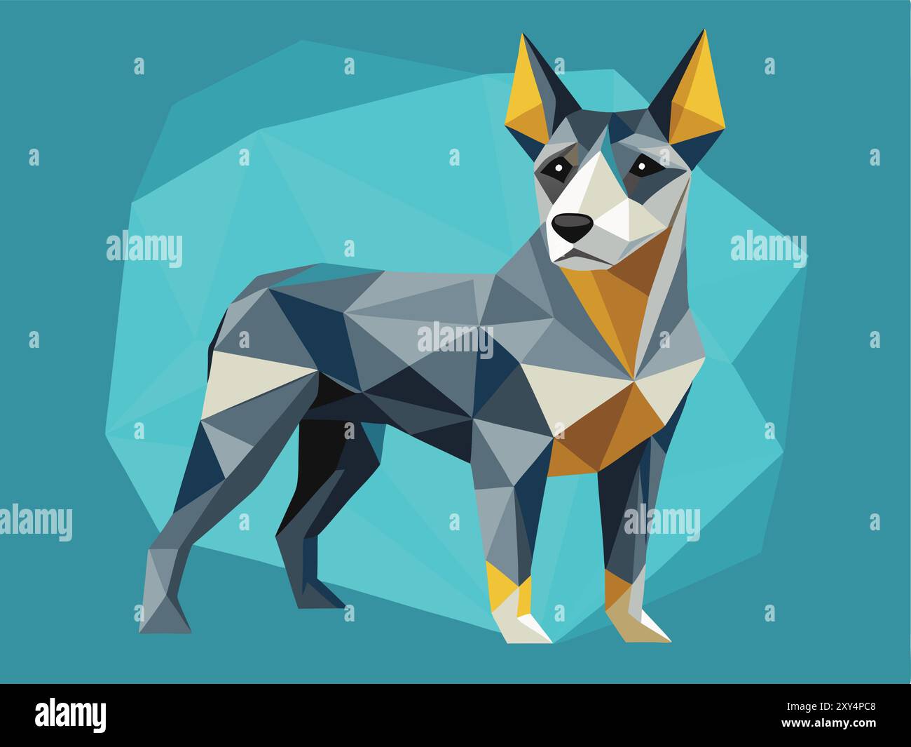 Niedriger Poly Art Hund Hintergrund - Geometrisches Hundedesign für moderne und stilvolle visuelle Projekte Stock Vektor