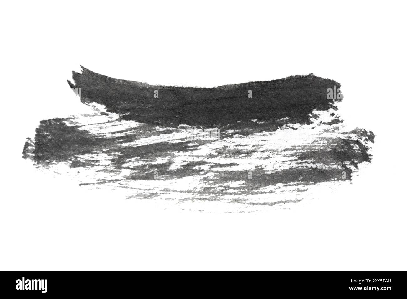 Abstrakte Pinselstriche mit schwarzer Kalligraphietinte auf weißem Reispapier Stockfoto