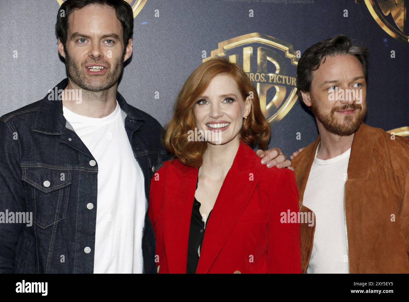 Bill Hader, Jessica Chastain und James McAvoy auf der CinemaCon 2019, Warner Bros Bilder „das große Bild“ Präsentation im Caesars Palace i Stockfoto