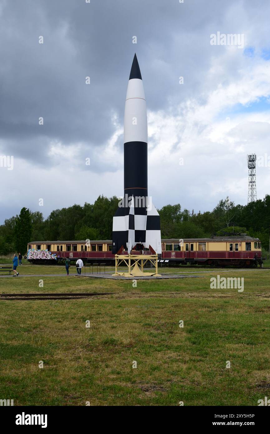 NS Flüssiggasrakete A 4, Replik, historisch-Technisches Informationszentrum Peenemünde, Usedom, Mecklenburg-Vorpommern, Ostsee, G Stockfoto