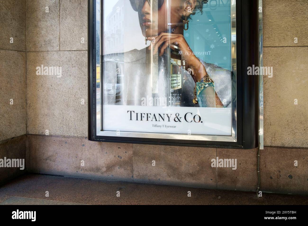 Tiffany & Co. Werbetafeln in einem Treet in Mailand, Italien Stockfoto