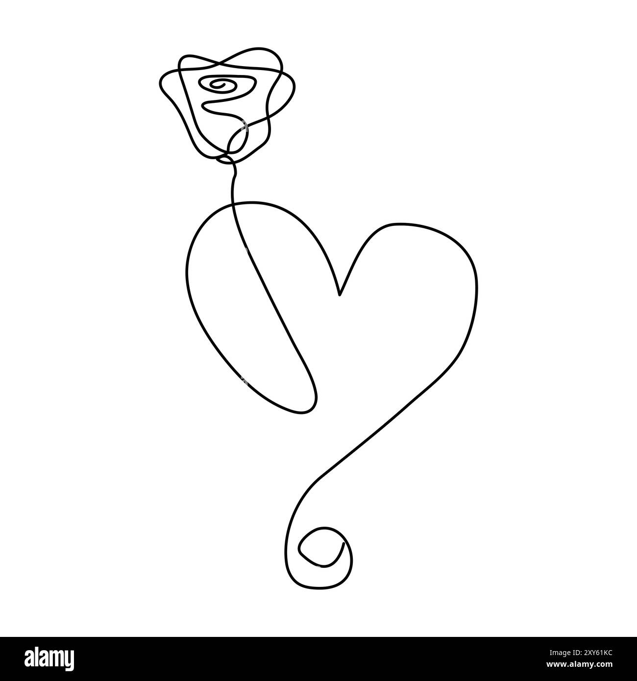 Ununterbrochene einzelne Linie Zeichnung Herz valentinstag Liebe Vektor Illustration Stock Vektor