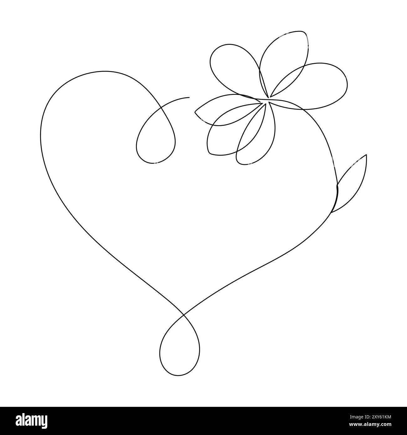 Ununterbrochene einzelne Linie Zeichnung Herz valentinstag Liebe Vektor Illustration Stock Vektor