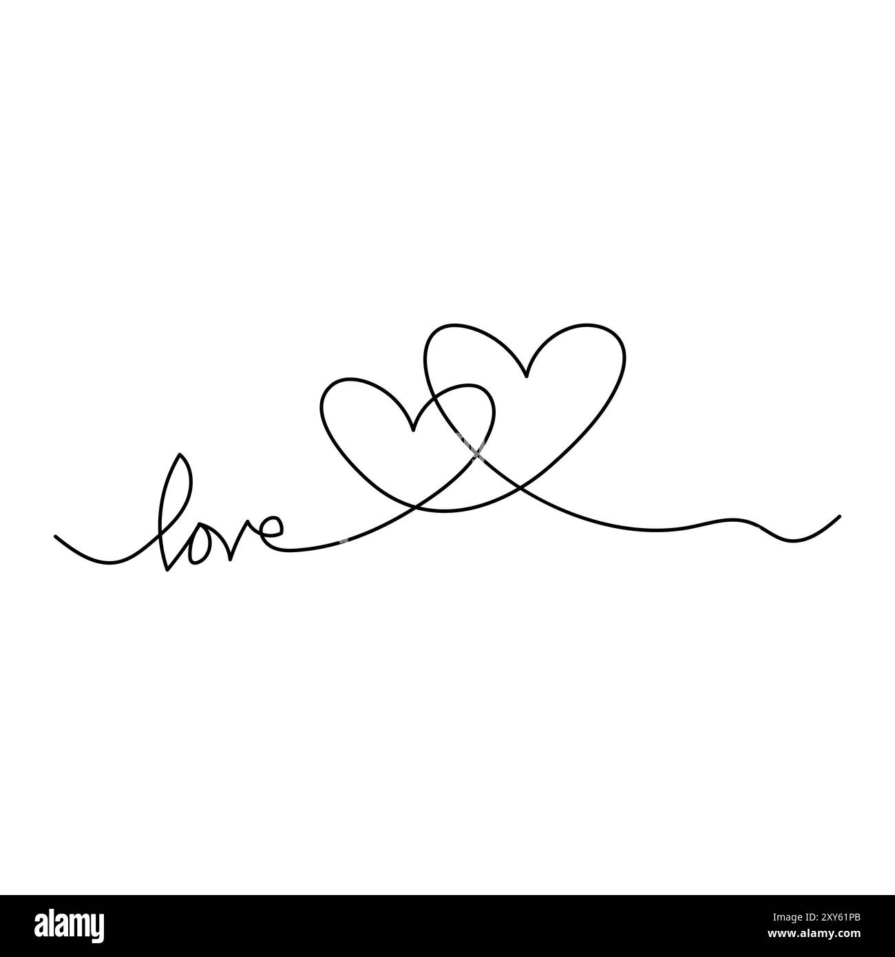 Ununterbrochene einzelne Linie Zeichnung Herz valentinstag Liebe Vektor Illustration Stock Vektor