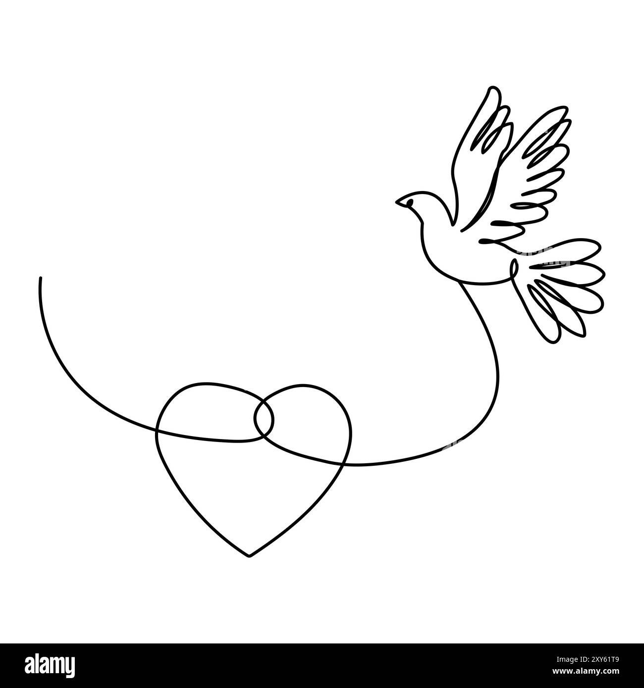 Ununterbrochene einzelne Linie Zeichnung Herz valentinstag Liebe Vektor Illustration Stock Vektor