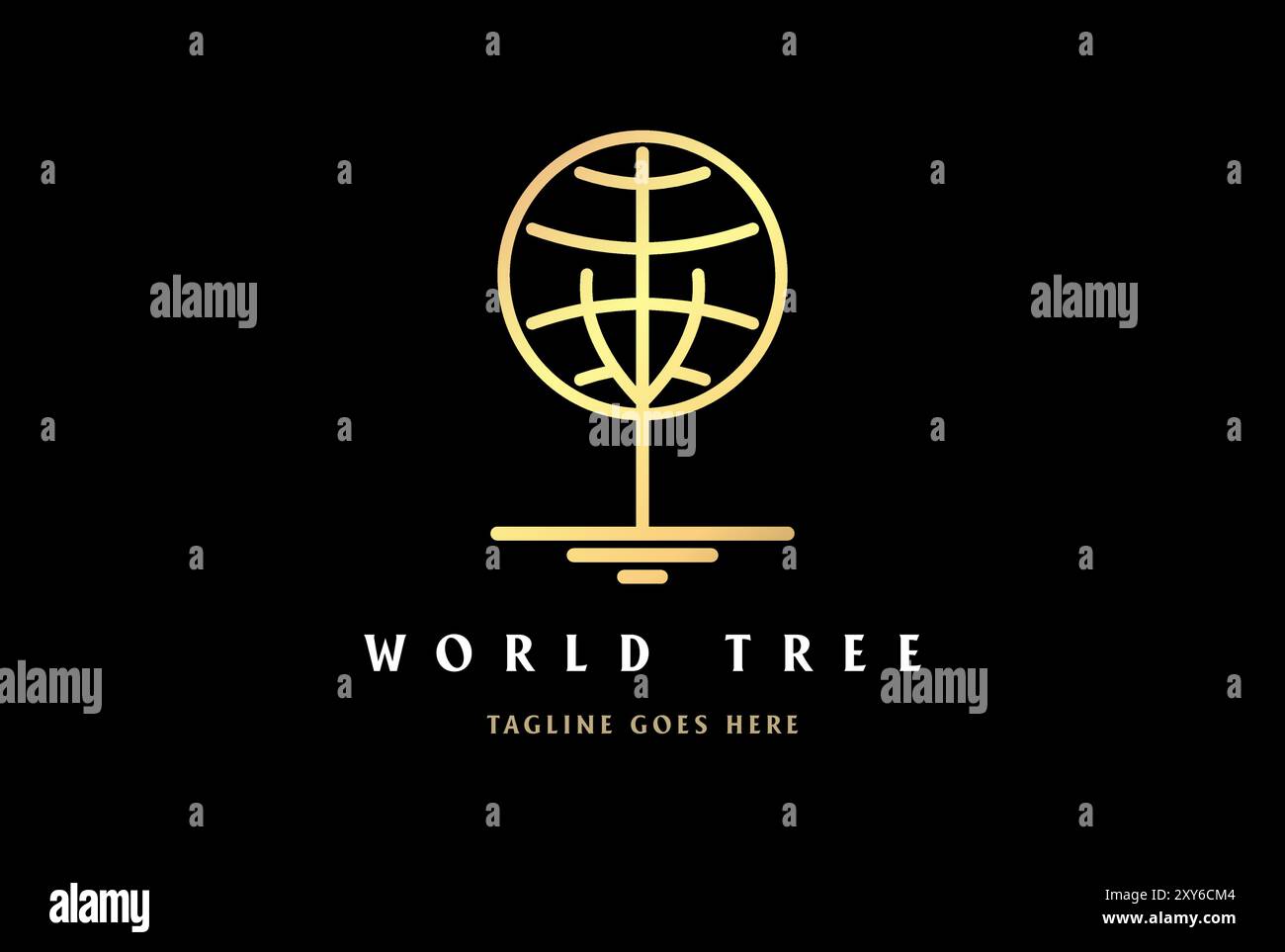 Einfacher Minimalistischer Golden World Globe Planet Tree Logo Design Vektor Stock Vektor