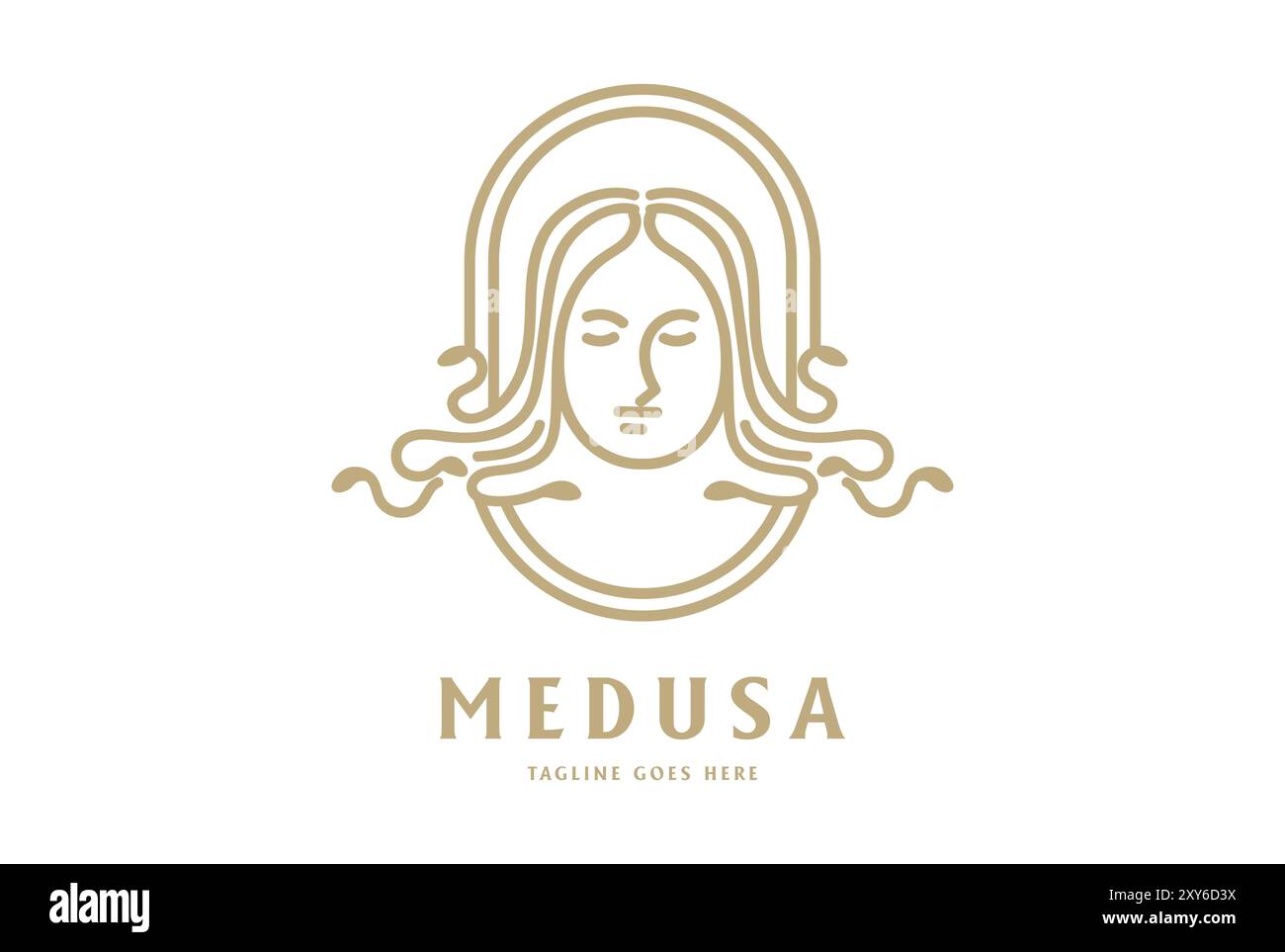 Eleganter Luxus Golden Gorgon Medusa Gott Frau Dame Mädchen Weibliches Logo Design Vektor Stock Vektor