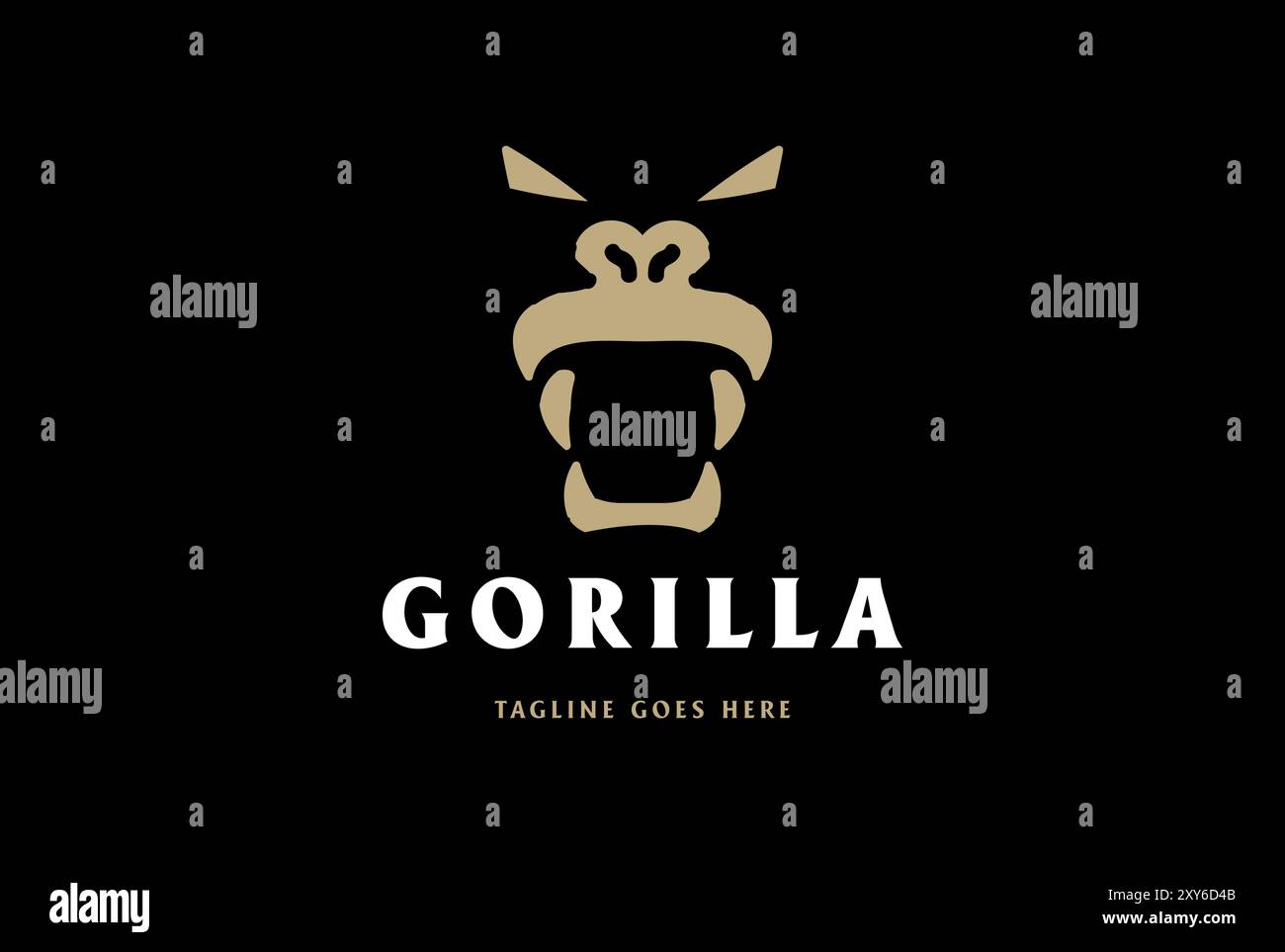 Einfacher Minimalistischer Angry Roaring Gorilla Monkey Ape Face Logo Design Vektor Stock Vektor