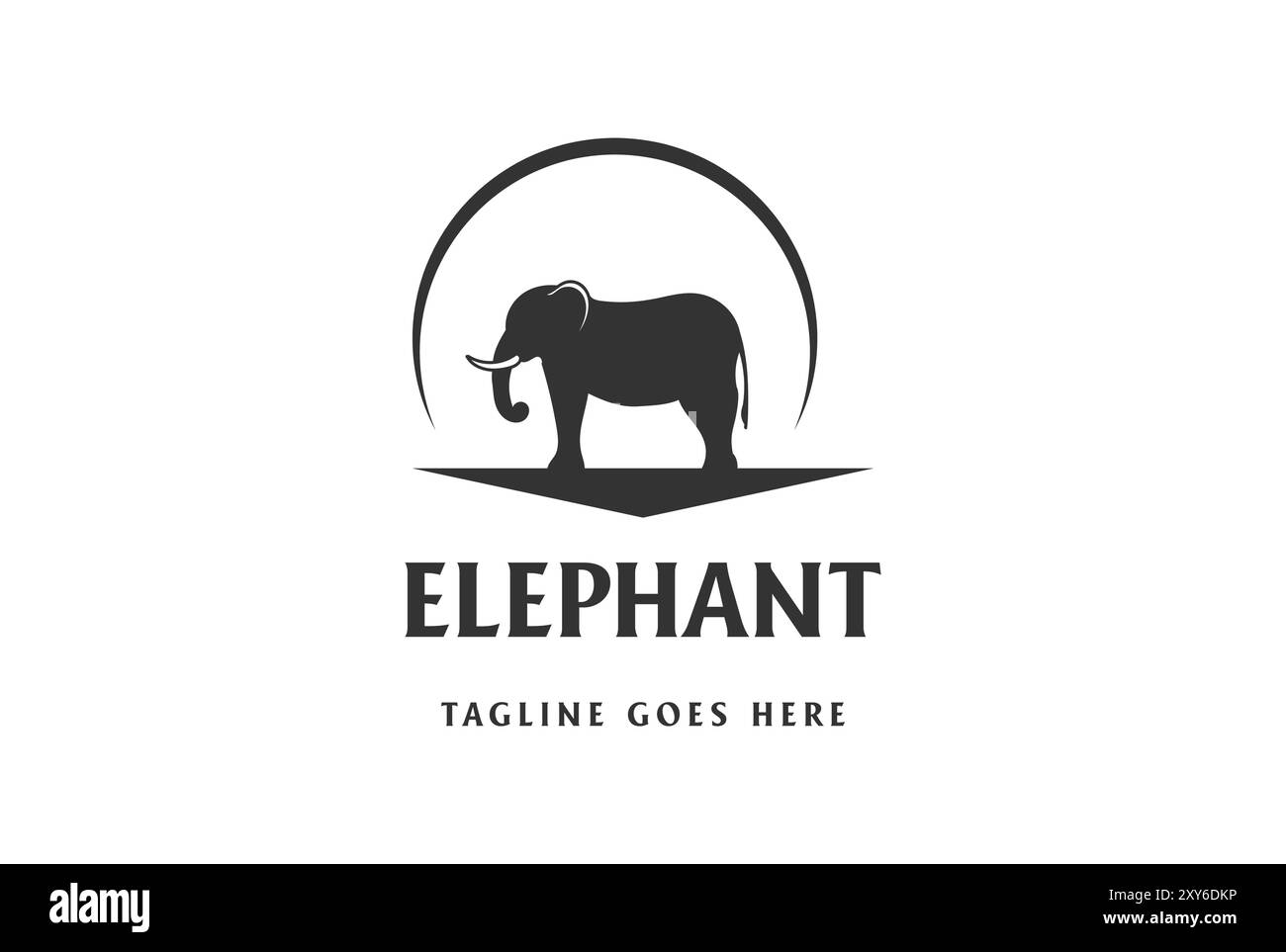 Silhouette des Sun Mond Elephant Logo Design Vektor Stock Vektor