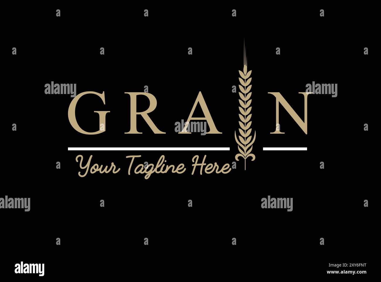 Einfache Textschrift mit goldenem Grain-Text-Schriftart für die Logogestaltung der Bäckerei oder Bierbrauerei Stock Vektor