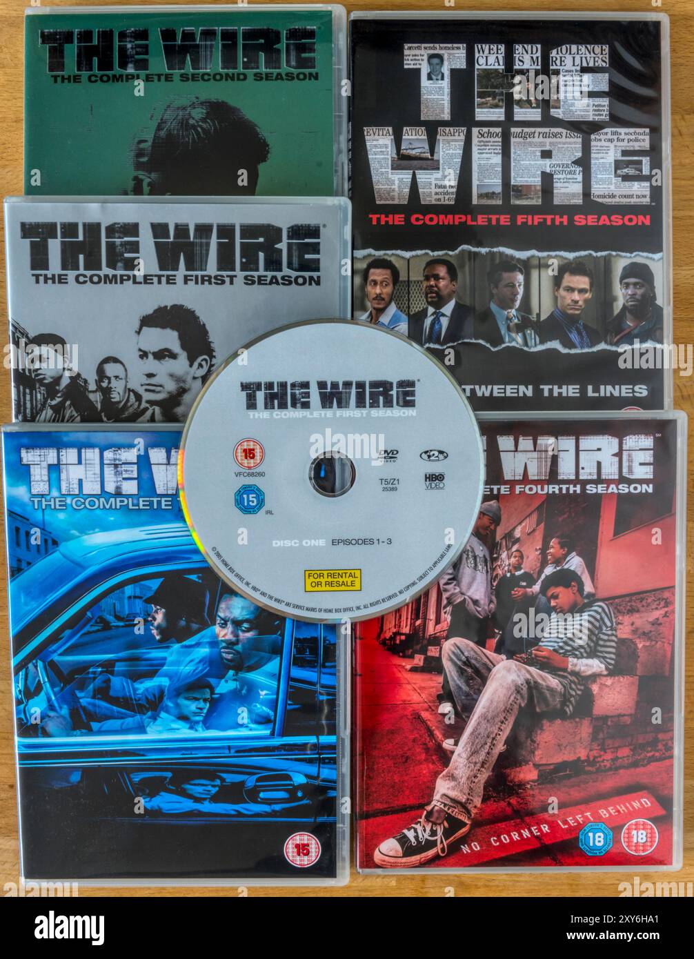 DVD-Box-Set der Wire TV-Serie. Erstmals 2002 auf HBO veröffentlicht. Stockfoto