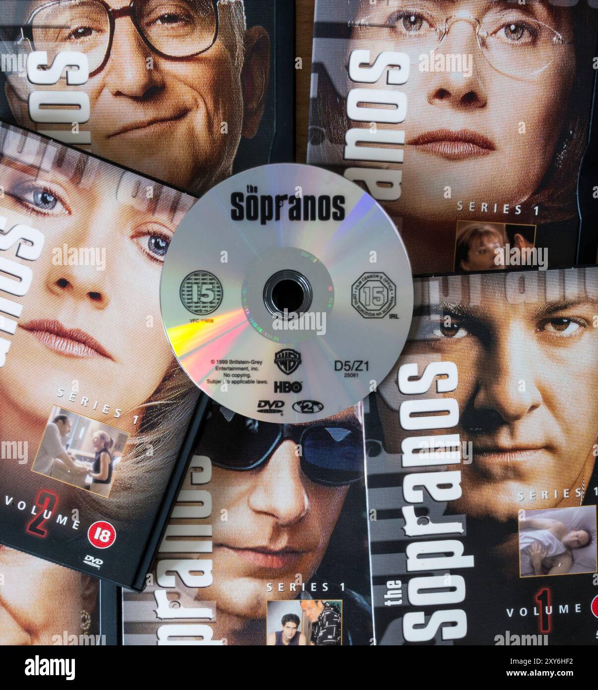 DVD-Box-Set der Sopranos TV-Serie. Erstmals 1999 auf HBO veröffentlicht. Stockfoto