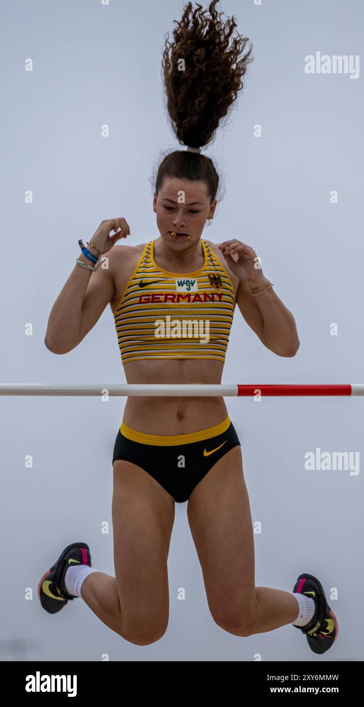 Anna HIESINGER (LAZ Ludwigsburg), DEUTSCHLAND, Pole Vault Women PER, Leichtathletik, Leichtathletik, Leichtathletik, Leichtathletik, Leichtathletik, U20 Leichtathletik Weltmeisterschaften Lima 24, U20 Leichtathletik Weltmeisterschaften, 27.08.2024, Foto: Eibner-Pressefoto/Jan Papenfuss Stockfoto