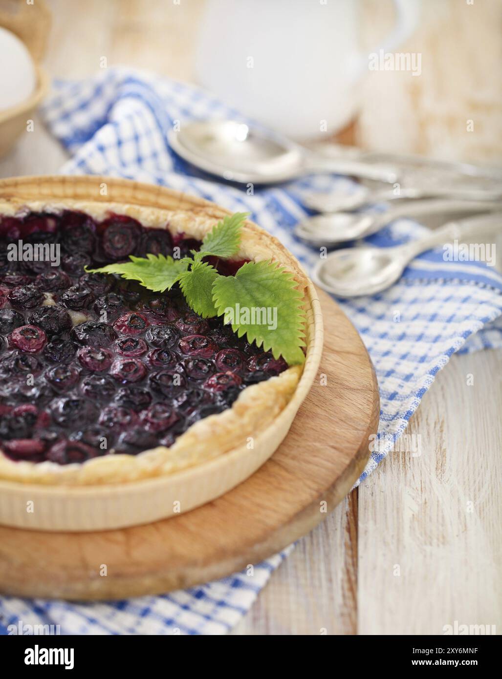 Frisch gebackenen hausgemachten Heidelbeerkuchen mit Heidelbeeren Stockfoto