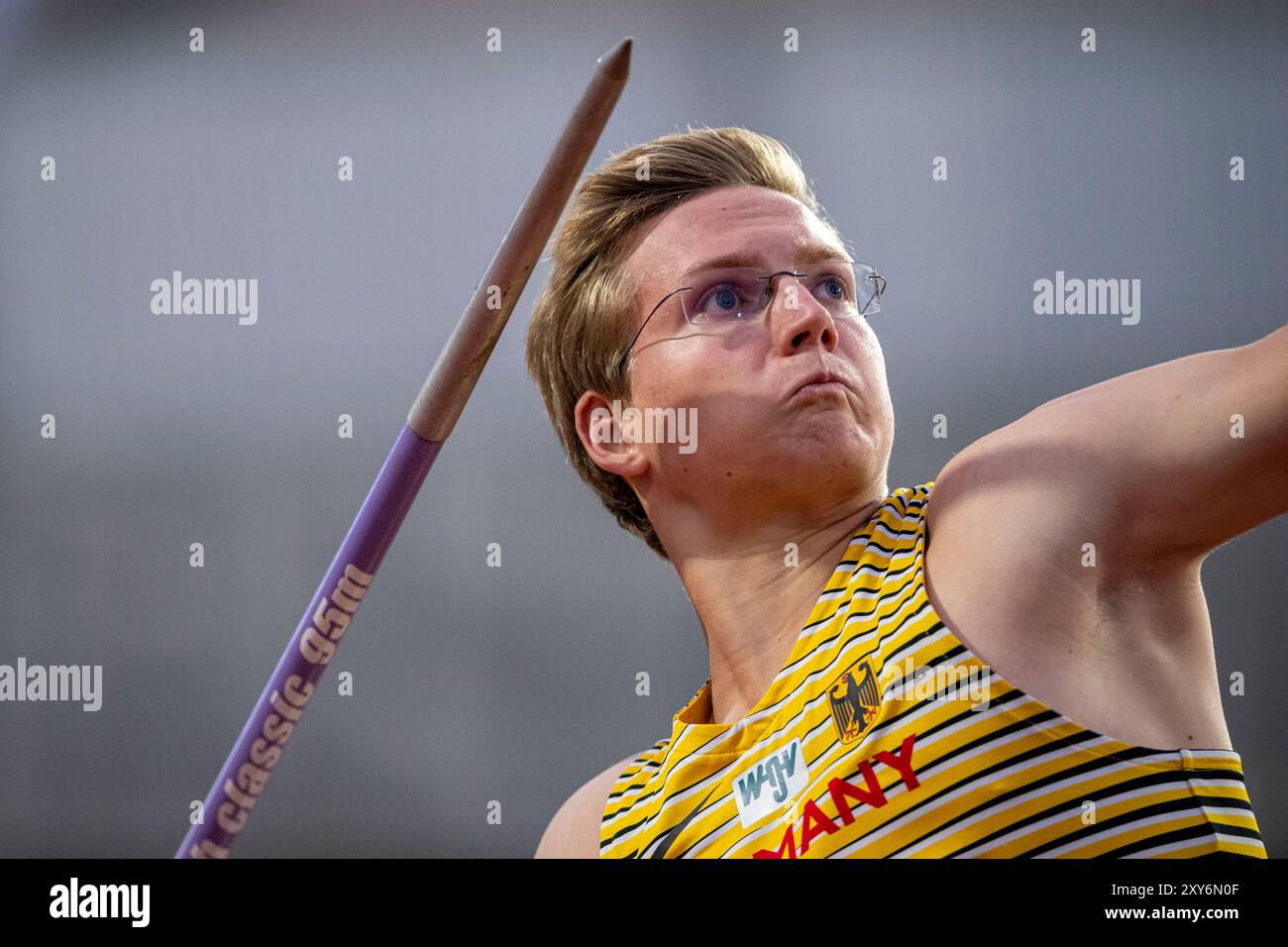 Florian SCHMID (LG Stadtwerke München) , DEUTSCHLAND, Javelin Männer PER, Leichtathletik, Leichtathletik, Leichtathletik, U20 Leichtathletik Weltmeisterschaften Lima 24, U20 Leichtathletik Weltmeisterschaften, 27.08.2024, Foto: Eibner-Pressefoto/Jan Papenfuss Stockfoto