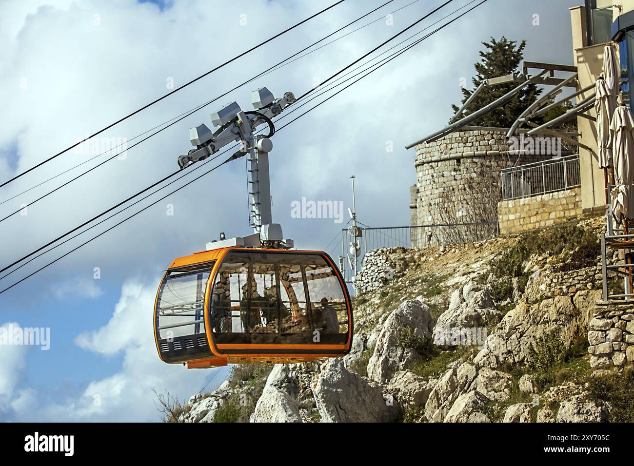 Mit der Seilbahn auf den Berg Sdr in Dubrovnik Kroatien Stockfoto