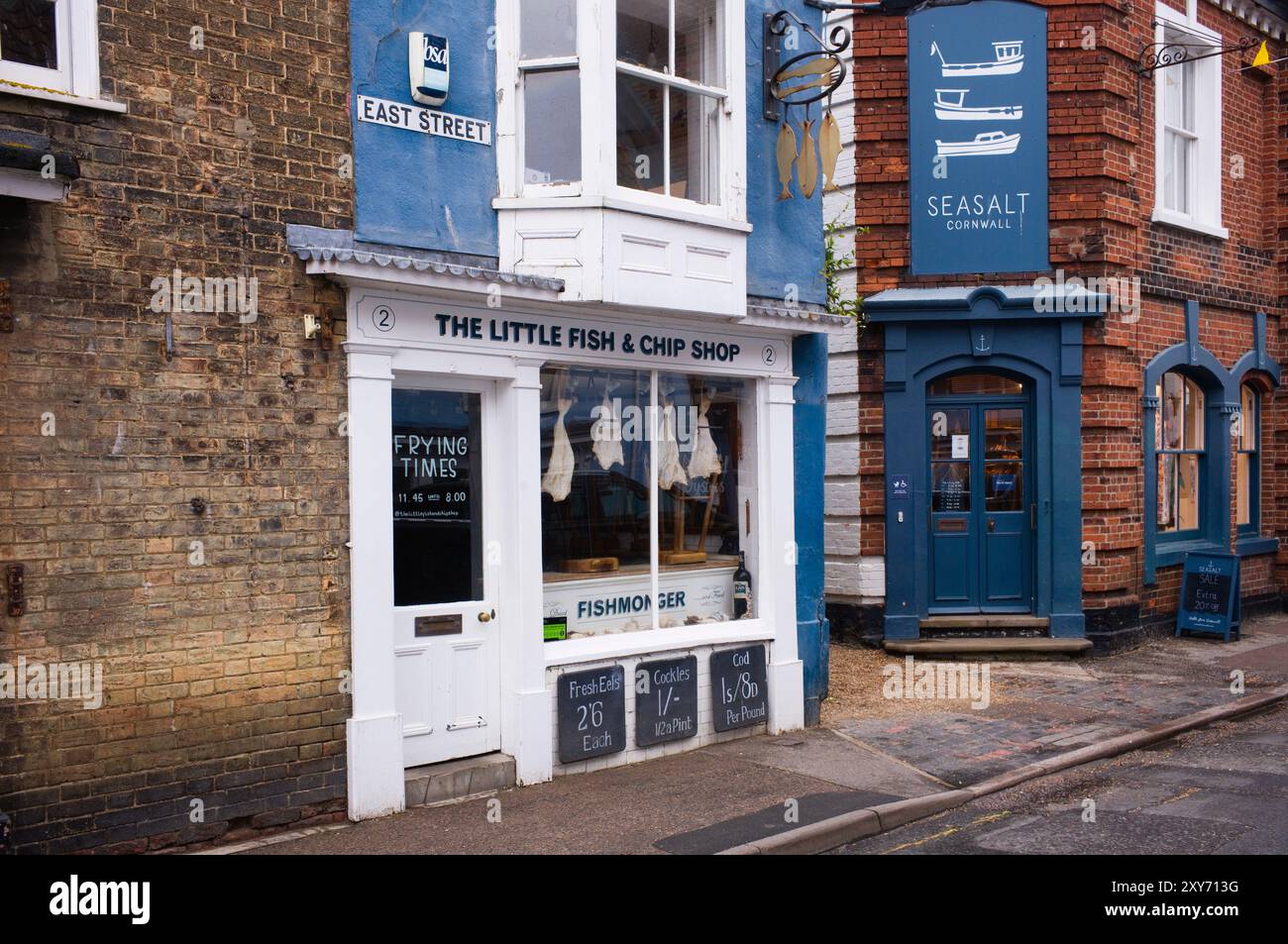 Der Fisch- und Chips-Laden an der East Street in Southwold, Suffolk Stockfoto