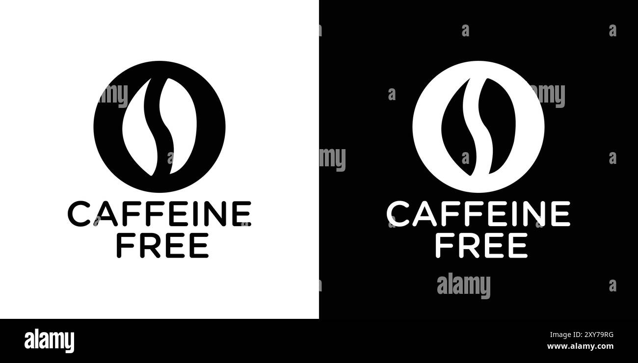 Koffeinfreies Symbol in Schwarz-weiß-Farbe. Einfacher flacher Vektor Stock Vektor