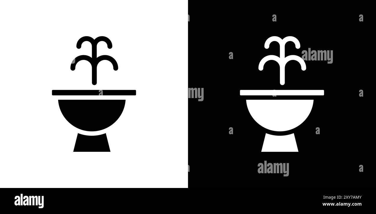 Das Symbol des Springbrunnens ist in Schwarz-weiß gehalten. Einfacher flacher Vektor Stock Vektor