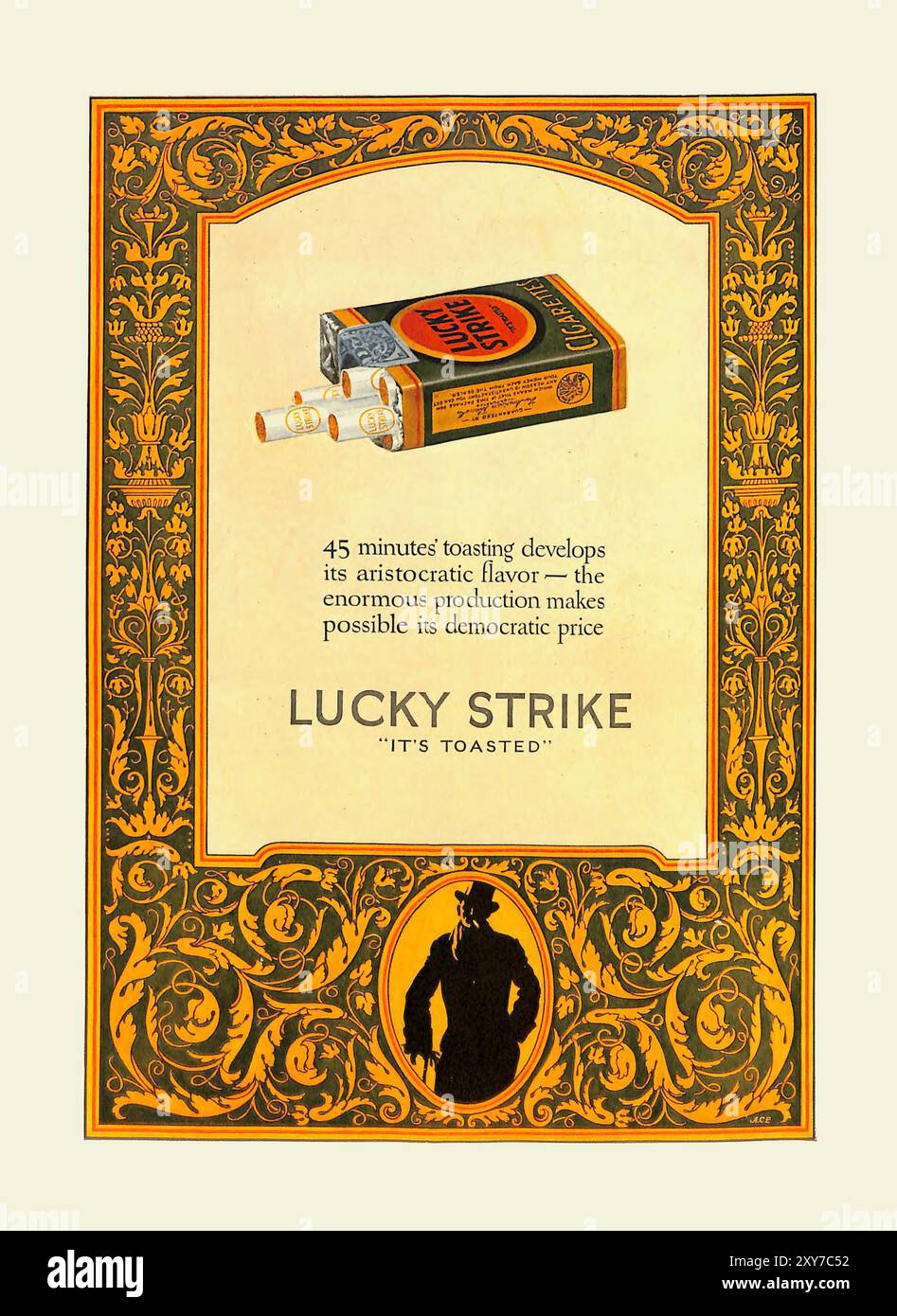 Vintage-Werbung für Lucky Strike Zigaretten, gedruckt in der August 1924 Ausgabe des Elks Magazine Stockfoto