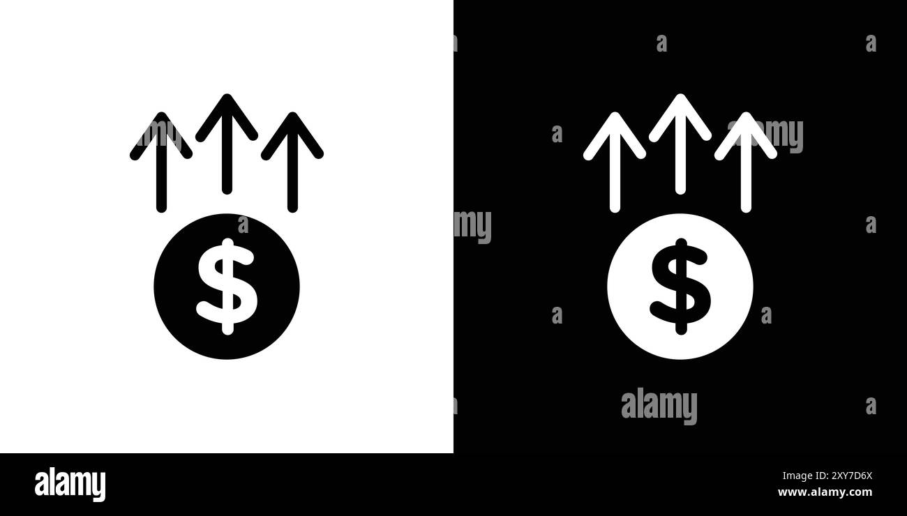 Money Growing Icon in Schwarz-weiß-Farbe. Einfacher flacher Vektor Stock Vektor