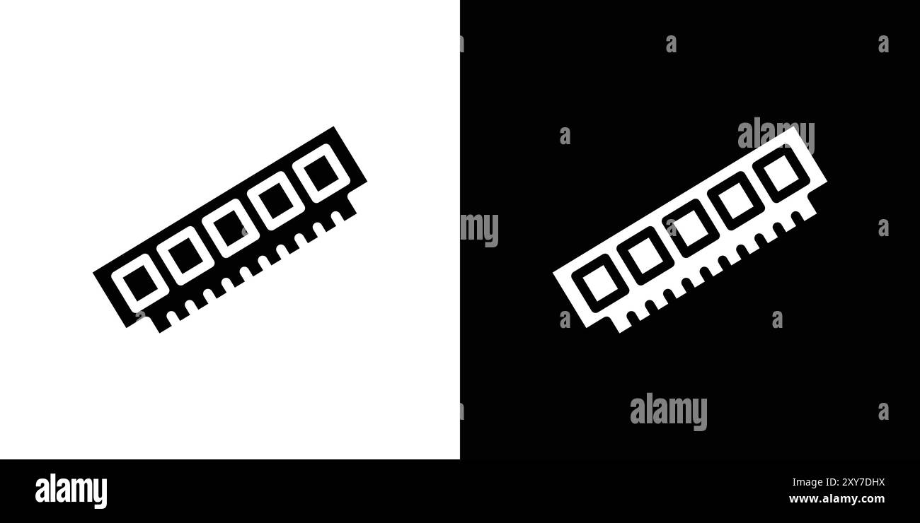 Speicher, RAM-Symbol in Schwarz-weiß-Farbe. Einfacher flacher Vektor Stock Vektor