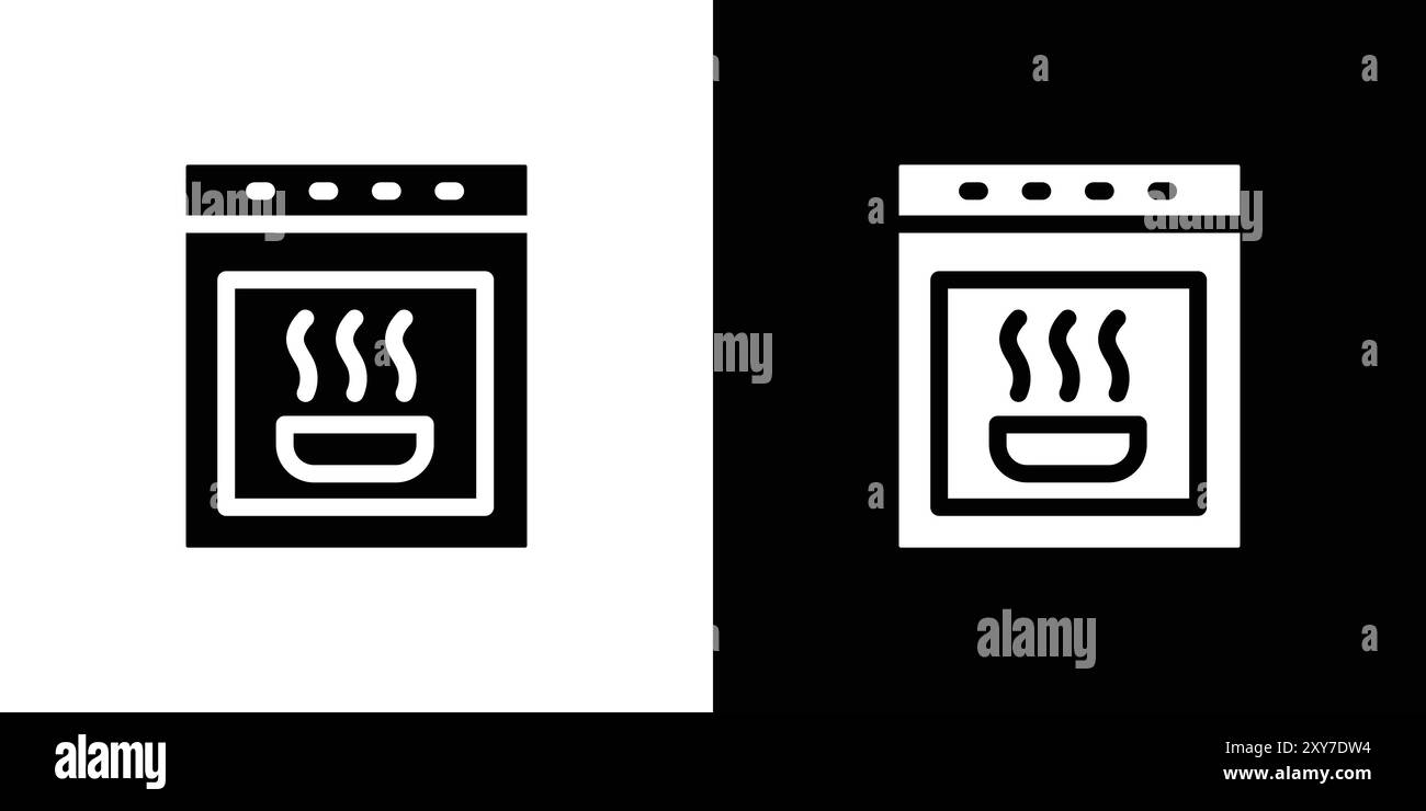 Backofensymbol in Schwarz-weiß-Farbe. Einfacher flacher Vektor Stock Vektor