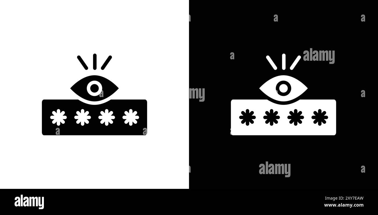 Symbol für die Kennwortsicherheit in Schwarzweiß gesetzt. Einfacher flacher Vektor Stock Vektor