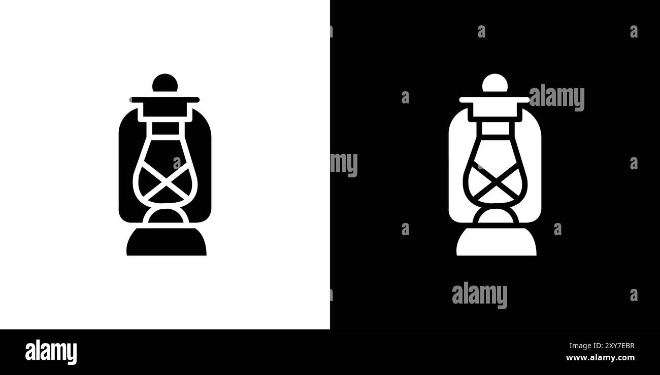 Das Symbol der Öllaterne ist in Schwarz-weiß gehalten. Einfacher flacher Vektor Stock Vektor
