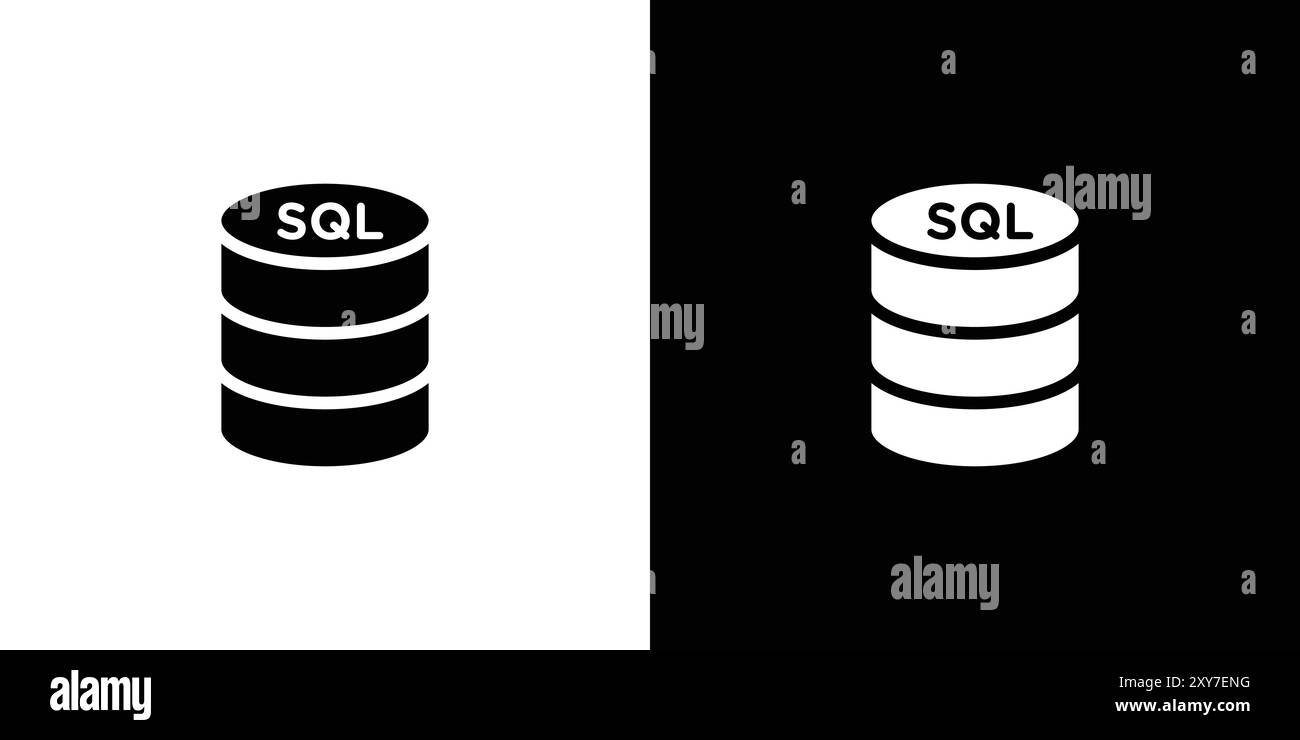 SQL-Server-Symbol in Schwarzweiß gesetzt. Einfacher flacher Vektor Stock Vektor
